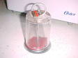 Bank,  glass,  metal base,  coin slot on bottom
